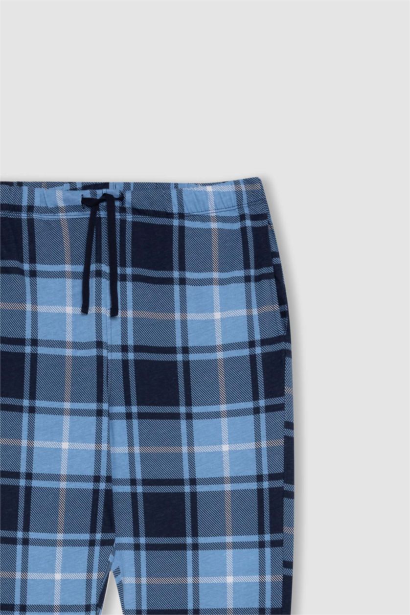 رجال كحلي بنطلون بيجاما كاروهات قصة عادية