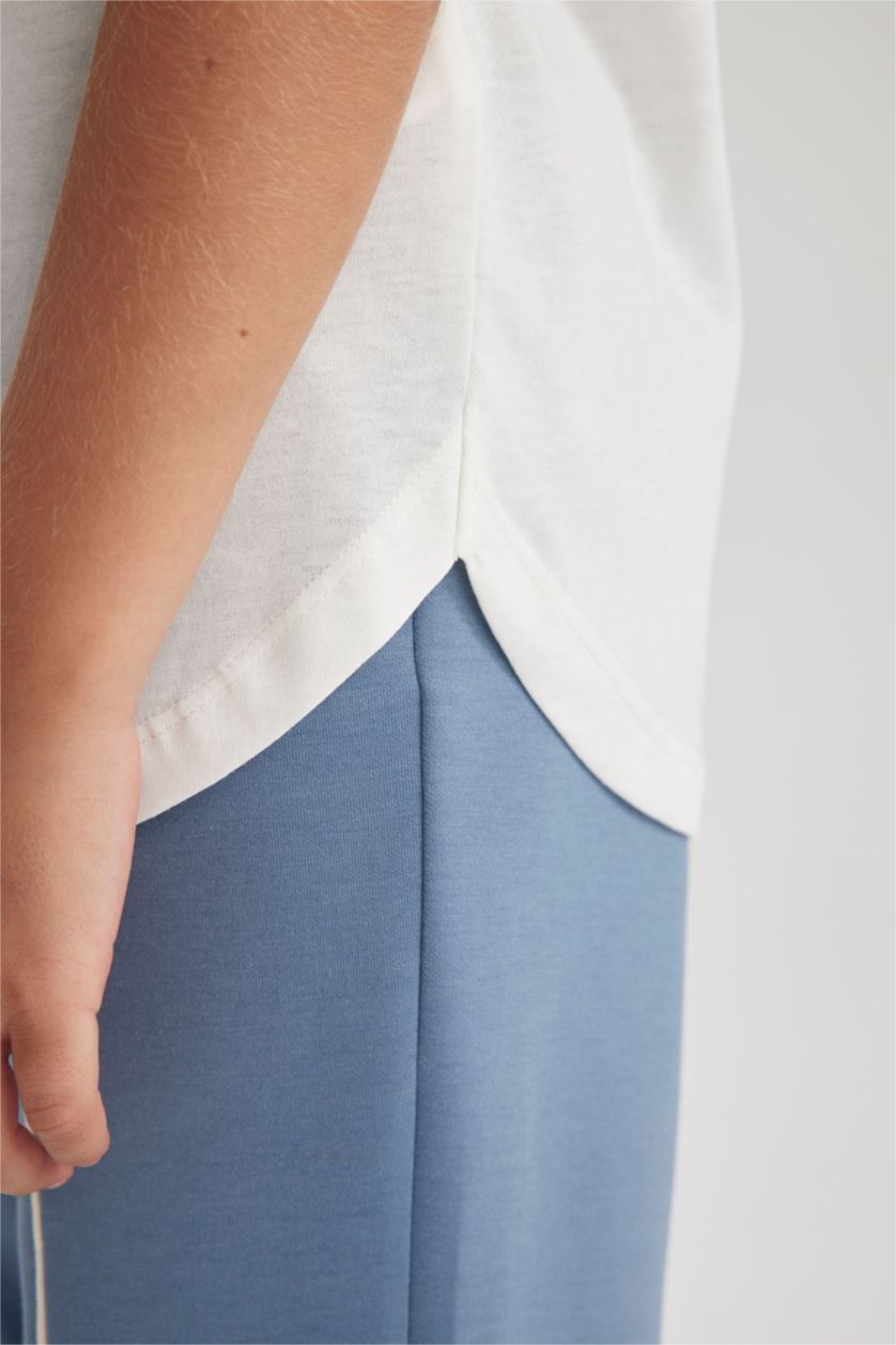 Девочки и подростки Кремовый Футболка свободного кроя для девочек