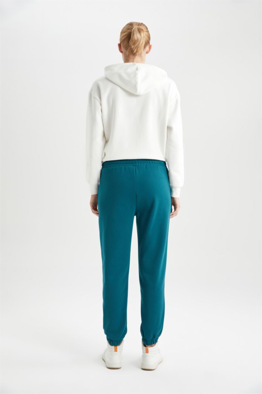 نساء أخضر سروال قماش سميك قصة عادية بجيب