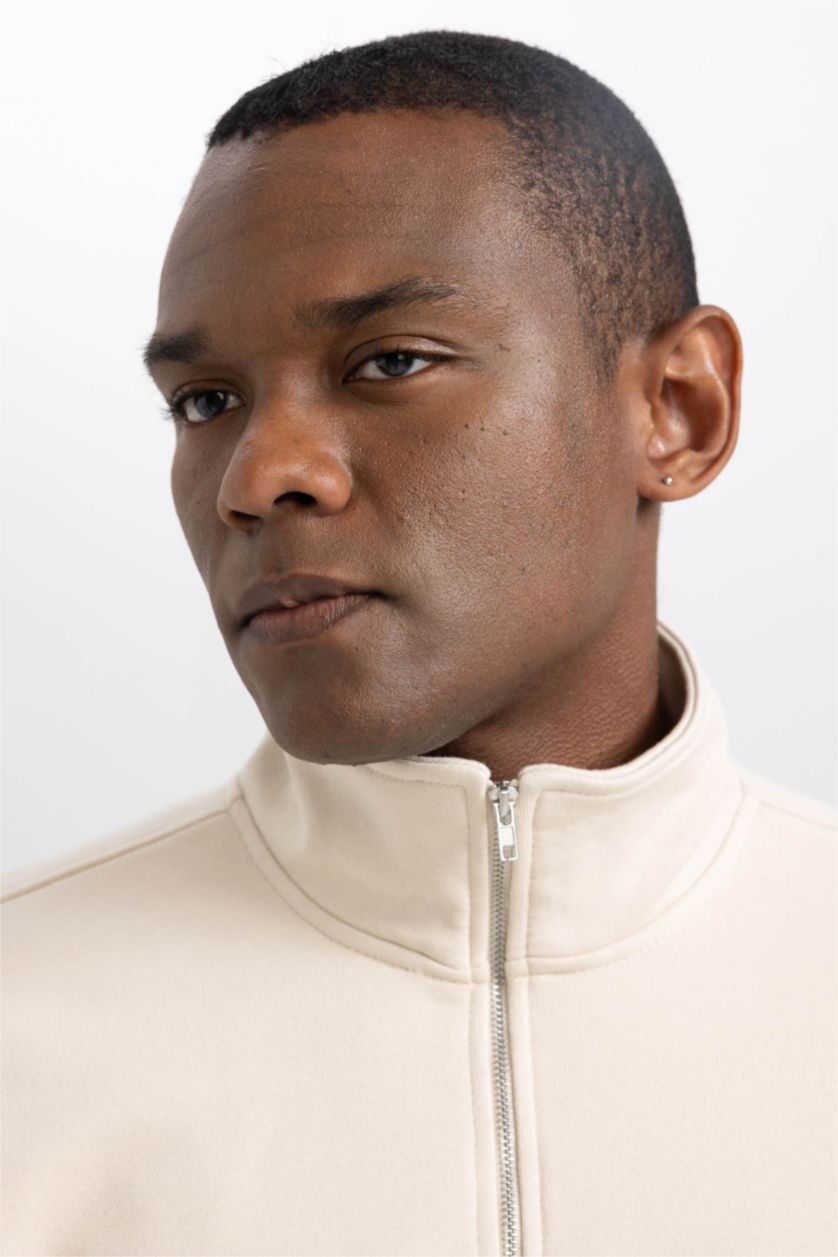 HOMME Beige Sweat- Shirt Coupe Comfort Imprimé À Manches Longue