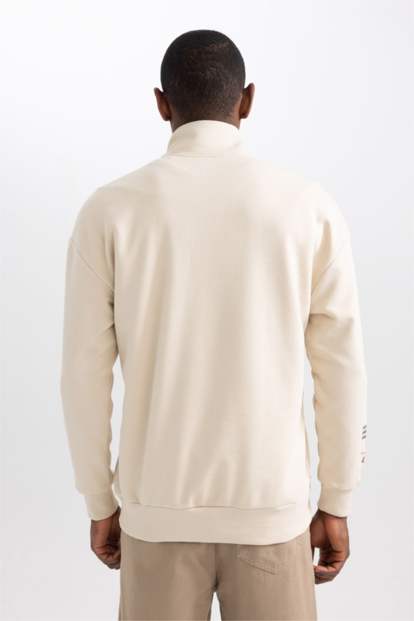 HOMME Beige Sweat- Shirt Coupe Comfort Imprimé À Manches Longue