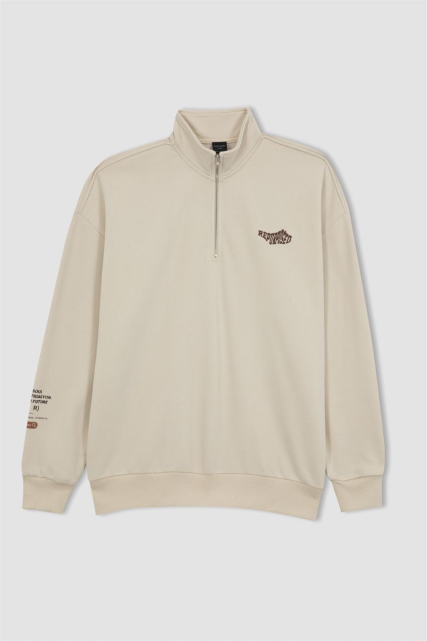 HOMME Beige Sweat- Shirt Coupe Comfort Imprimé À Manches Longue