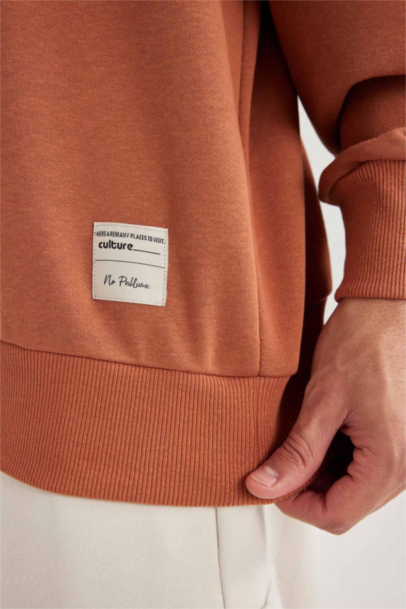 MAN Dark Orange Oversize Fit Printed Long Sleeve Sweatshirt