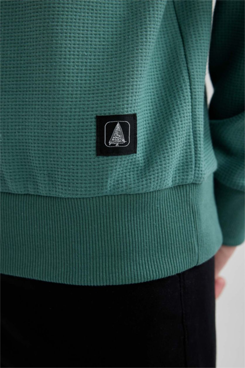 رجال أخضر سويت شيرت قصة عادية بياقة مستديرة