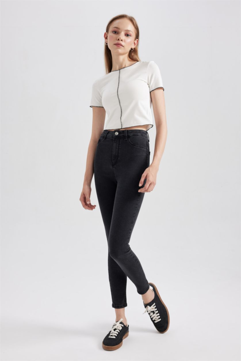 WOMAN Anthracite High Waist Long Length Jeans