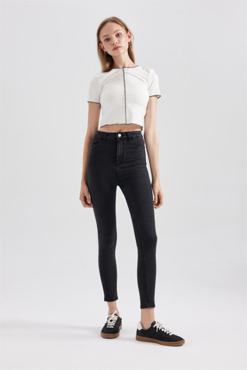 WOMAN Anthracite High Waist Long Length Jeans