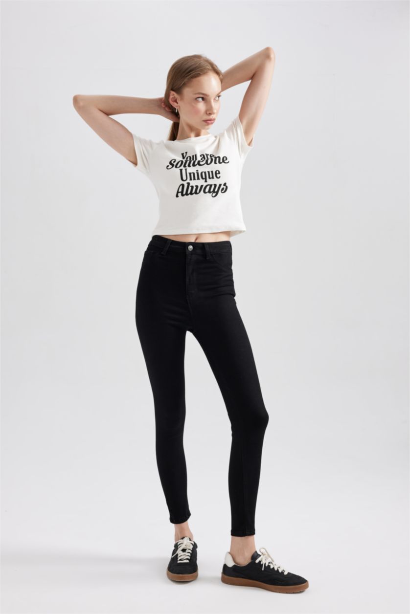 WOMAN Black High Waist Long Length Jeans