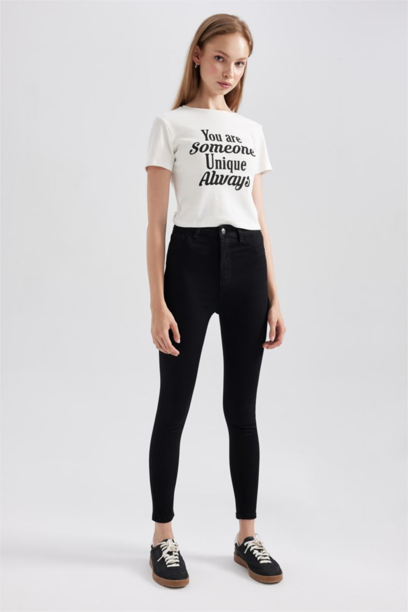 WOMAN Black High Waist Long Length Jeans