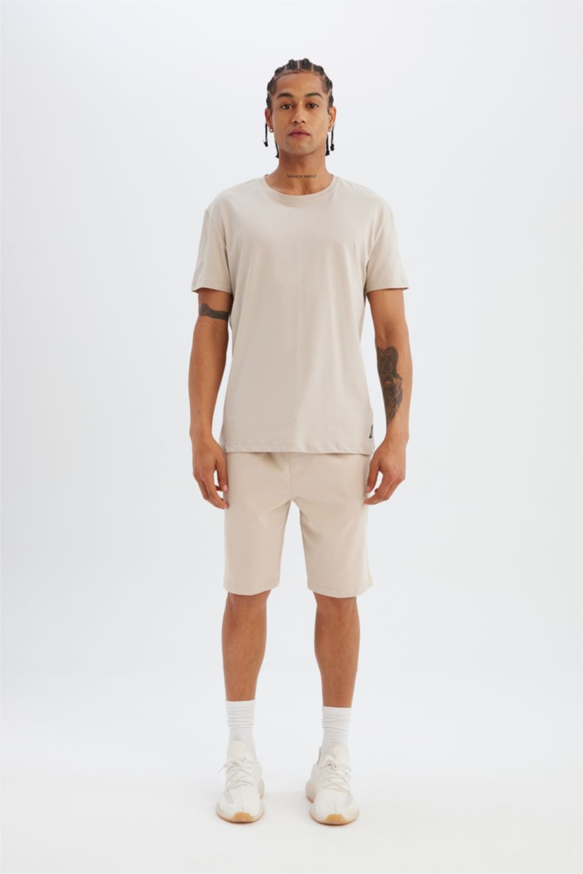 رجالي بيج تيشيرت مطبوع قصة عادية برقبة مستديرة من DeFactoFit