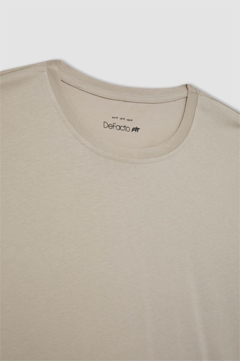 رجالي بيج تيشيرت مطبوع قصة عادية برقبة مستديرة من DeFactoFit