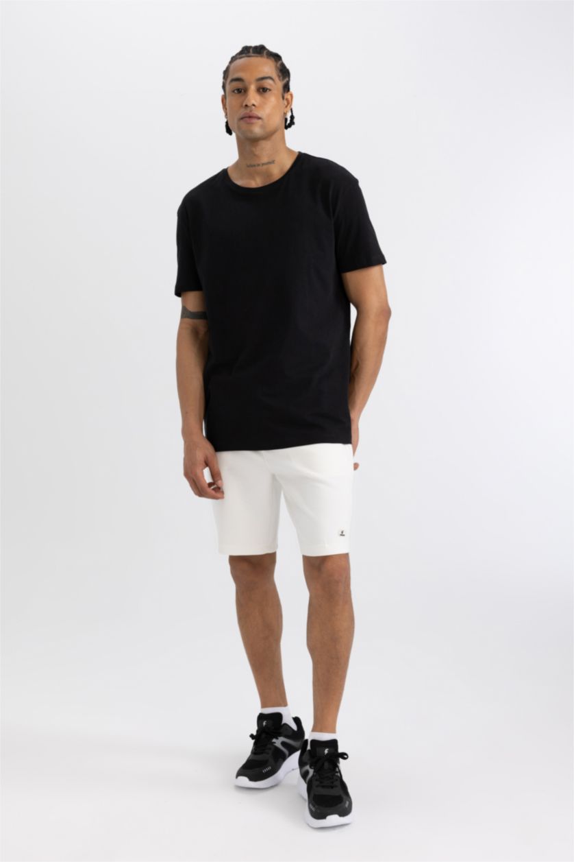 MAN Black Defacto Fit Standard Fit Crew Neck Printed T-Shirt