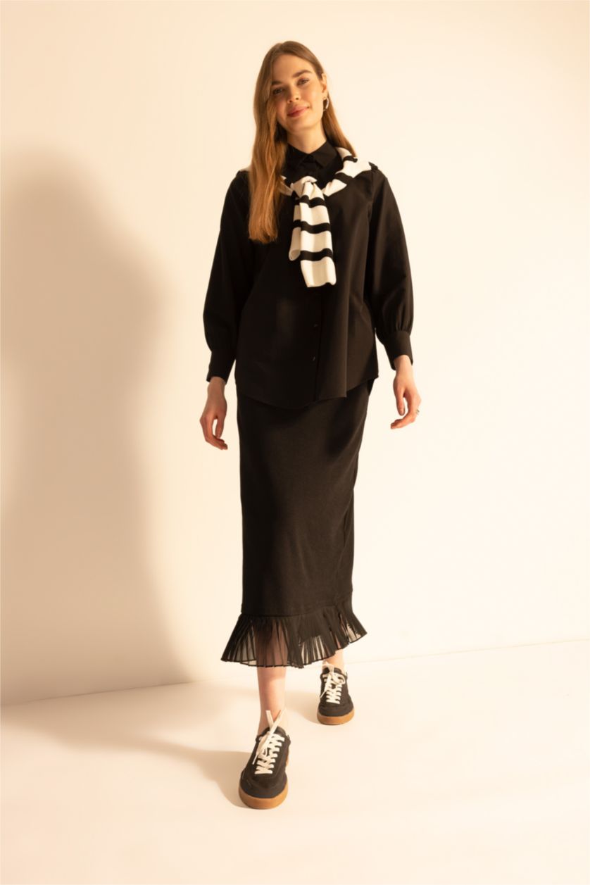 FEMME Noir Jupe camisole côtelée