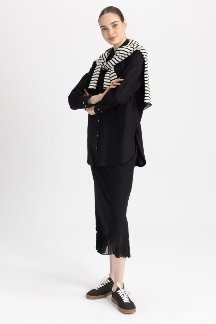 FEMME Noir Jupe camisole côtelée