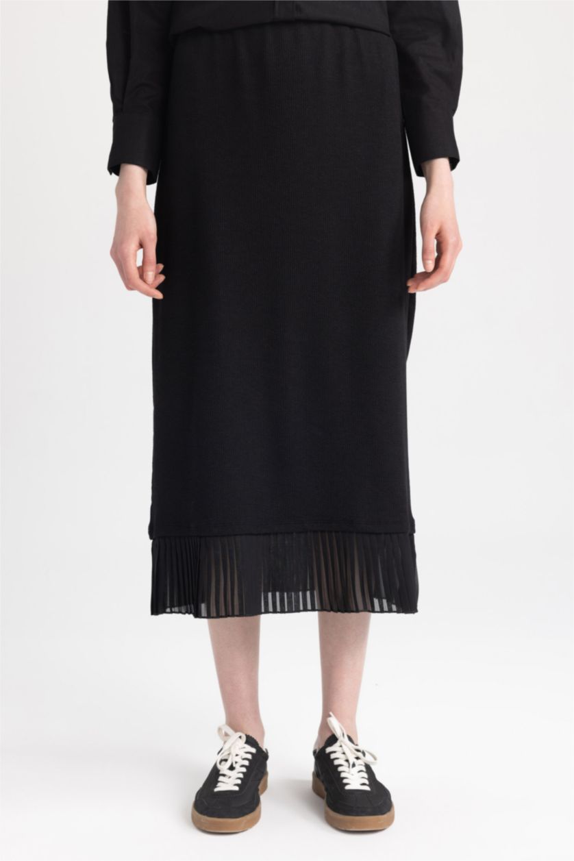 FEMME Noir Jupe camisole côtelée