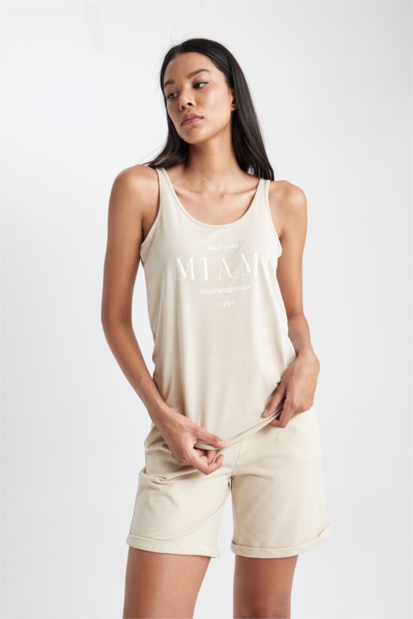 Woman Stone Regular Fit Crew Neck Singlet