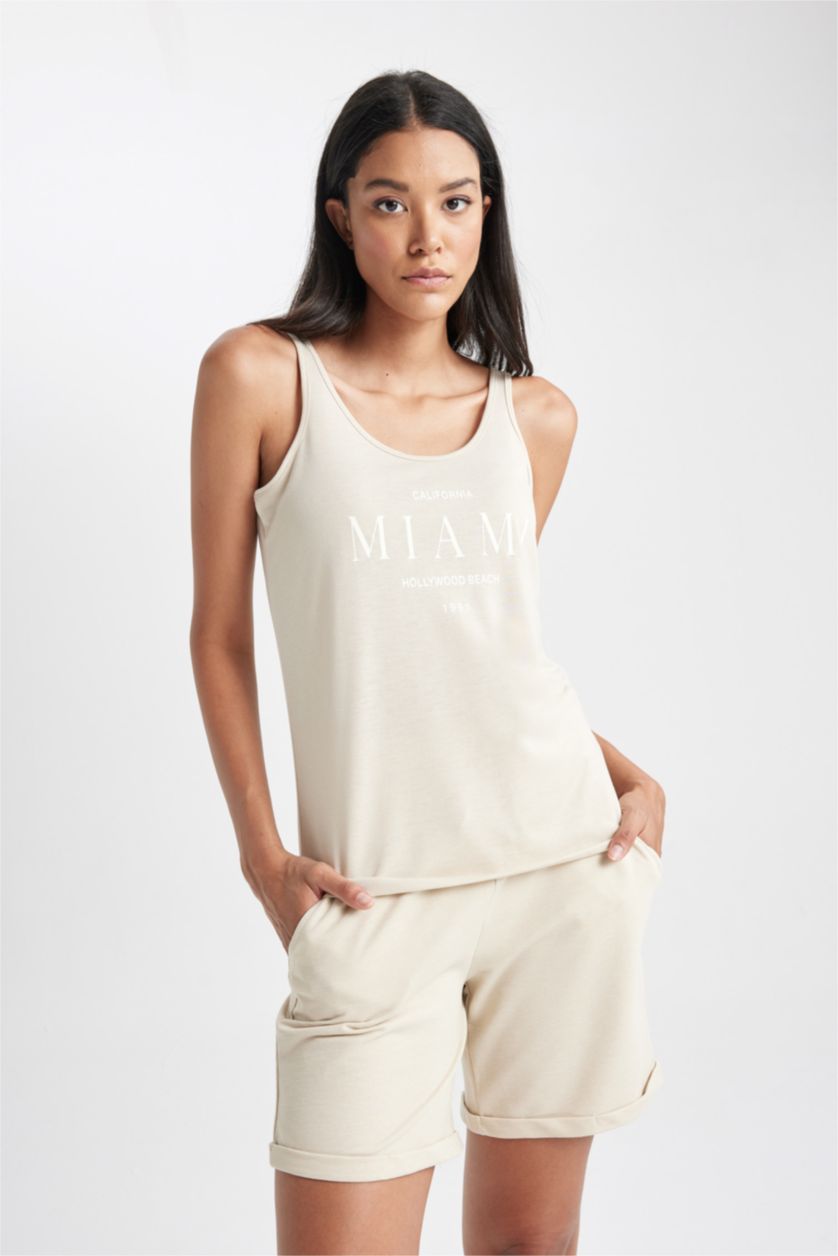 Woman Stone Regular Fit Crew Neck Singlet