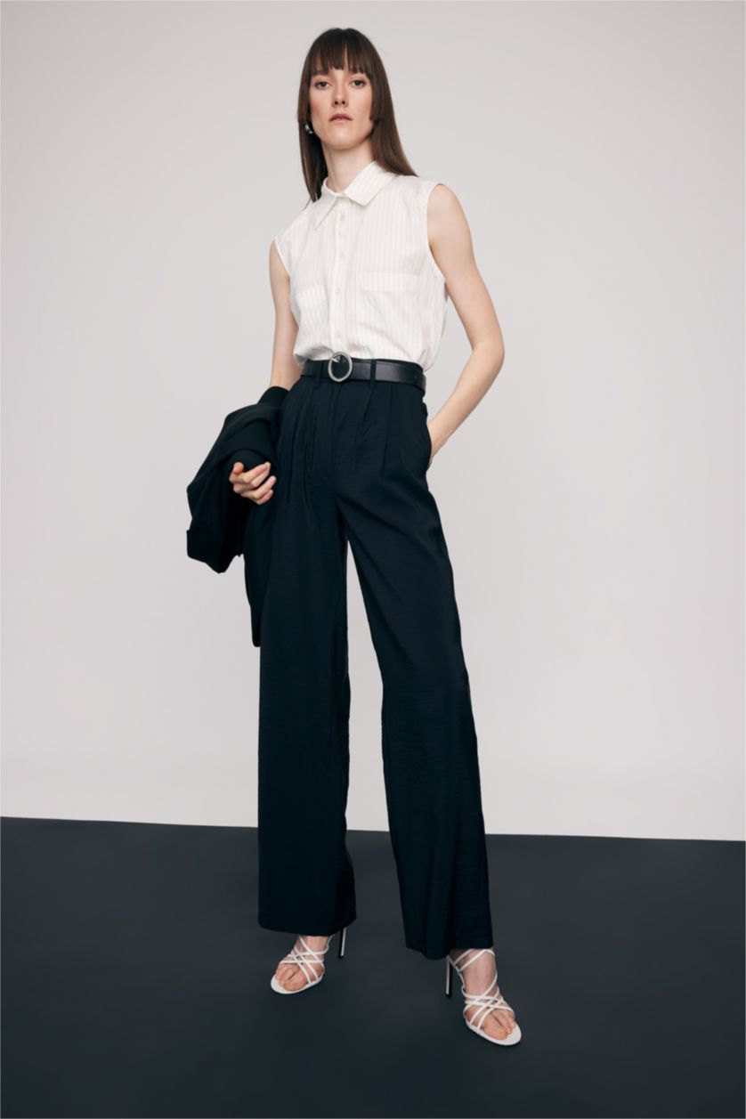 FEMME Blanc Chemise Oversize Sans Manches Modal Col de Chemise