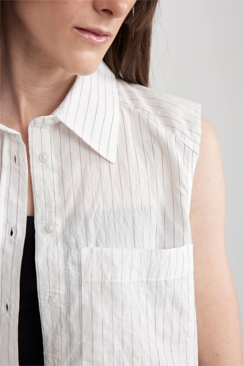 FEMME Blanc Chemise Oversize Sans Manches Modal Col de Chemise