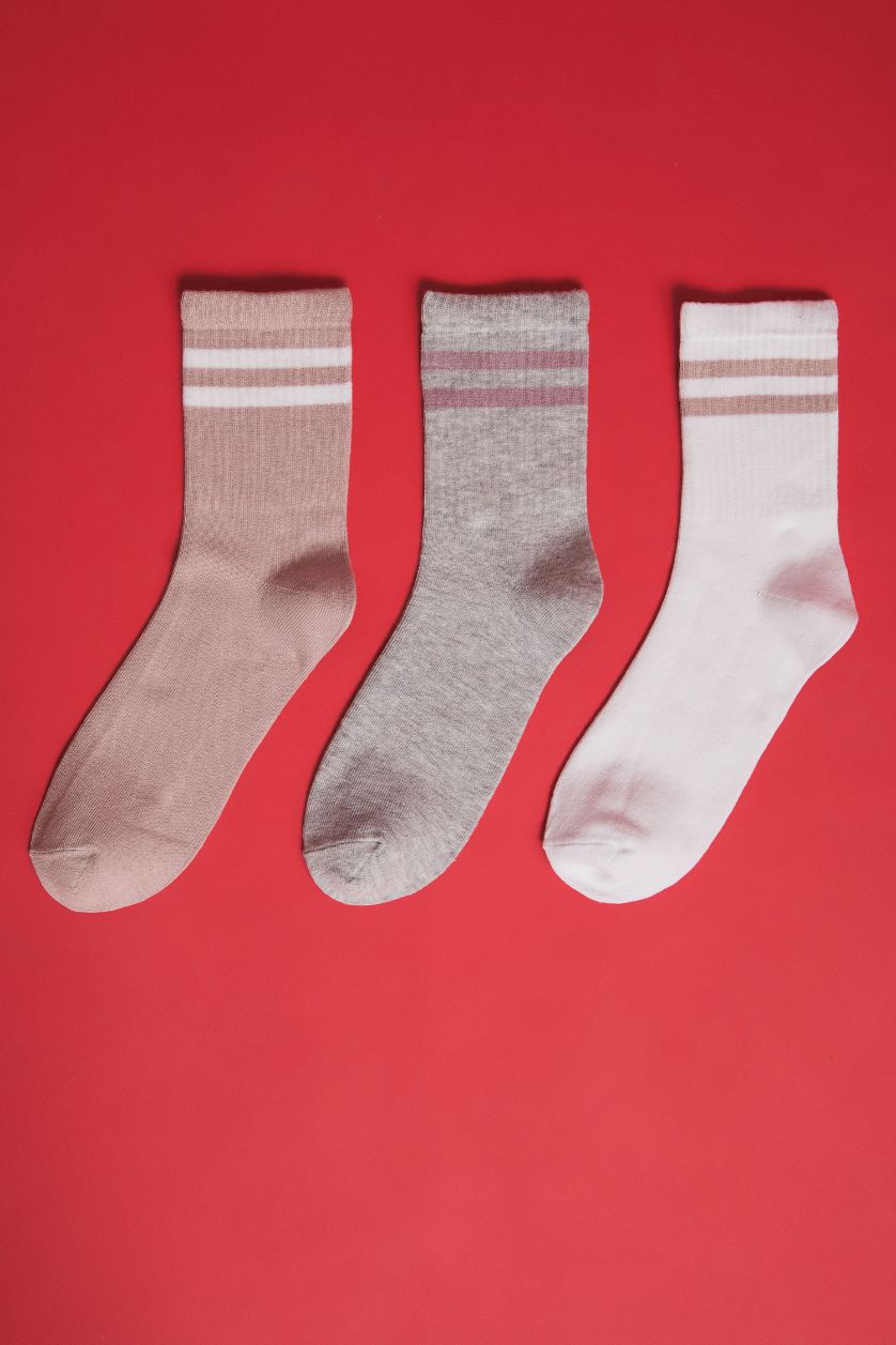 Kadın Karma Kadın Rahat Lastikli 3'lü Pamuklu Uzun Çorap