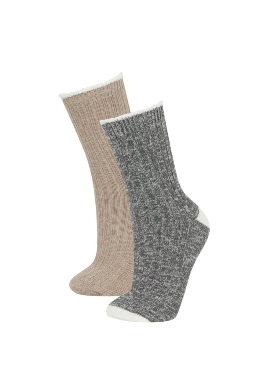 Kadın Karma Kadın 2'li Pamuklu Uzun Çorap