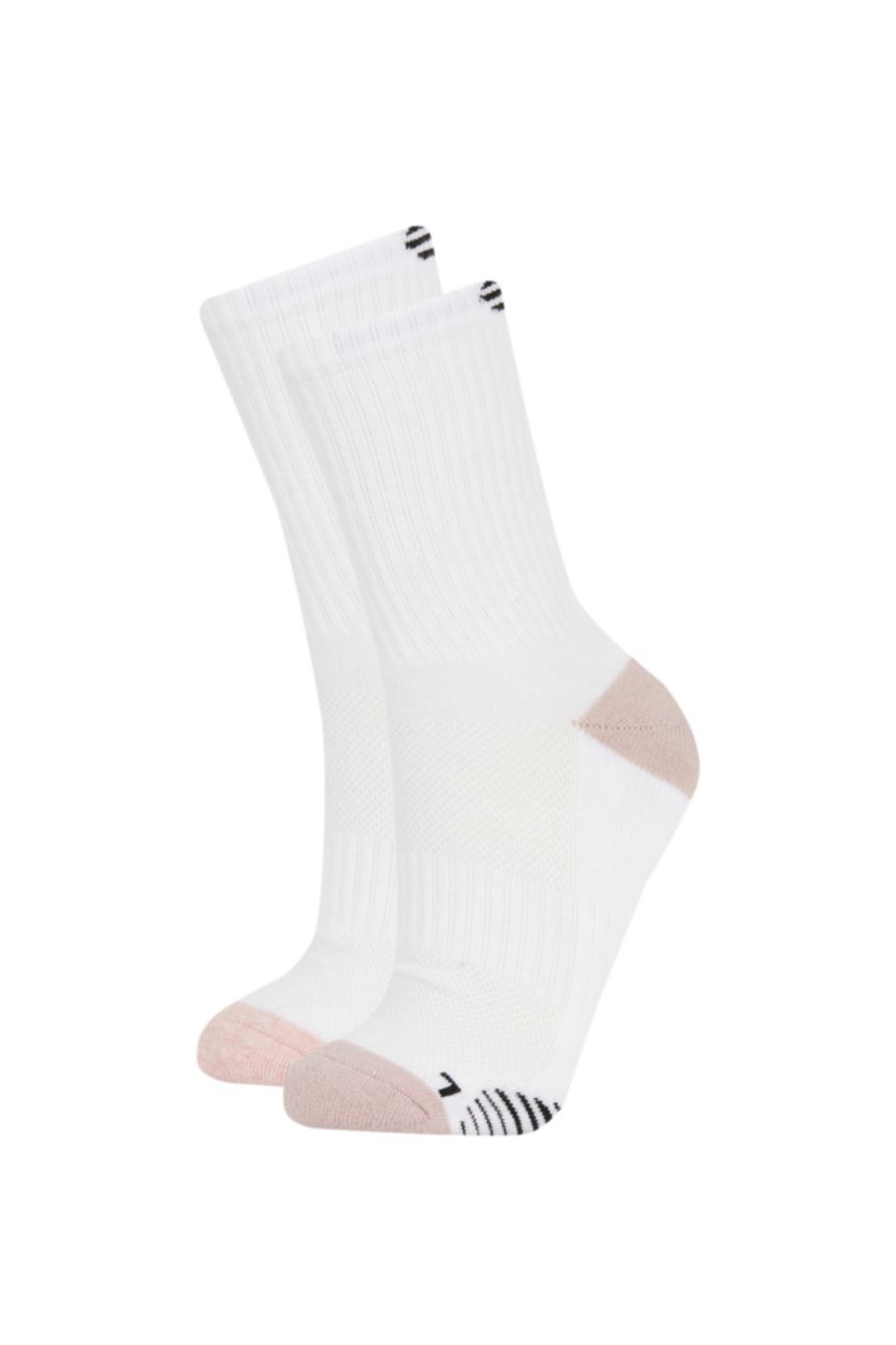 Women White 2 piece Cotton Terry Socks