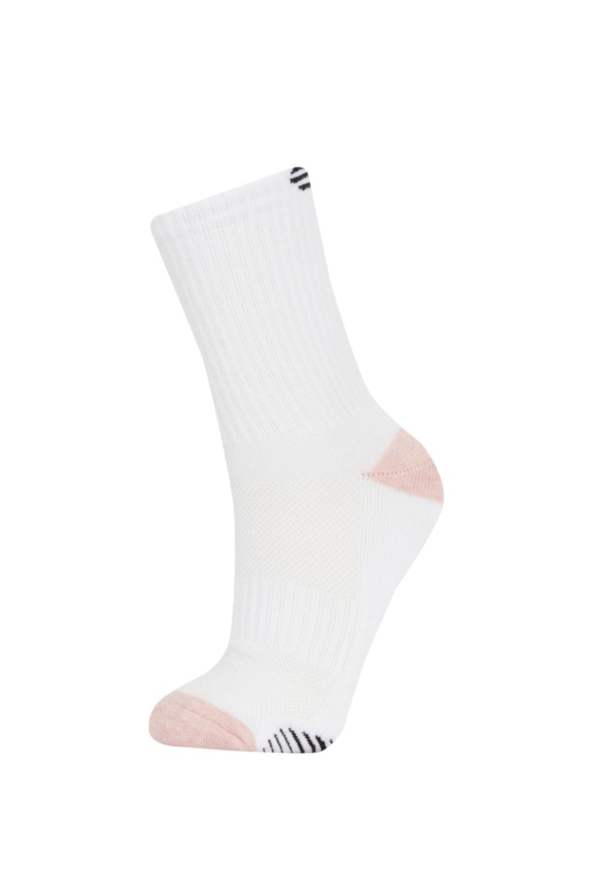 Women White 2 piece Cotton Terry Socks