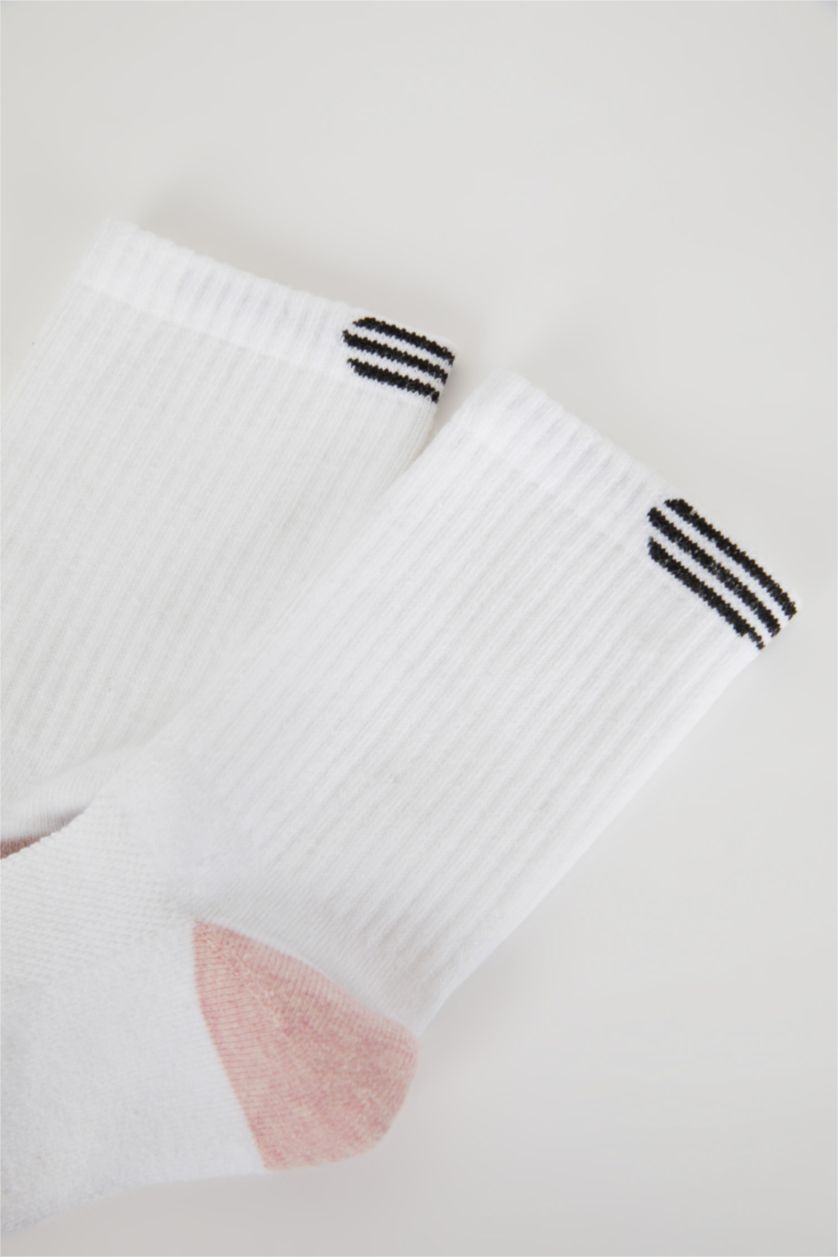 Women White 2 piece Cotton Terry Socks