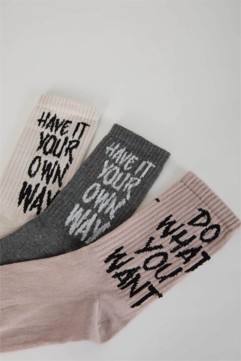 Kadın Karma Kadın 3'lü Pamuklu Uzun Çorap