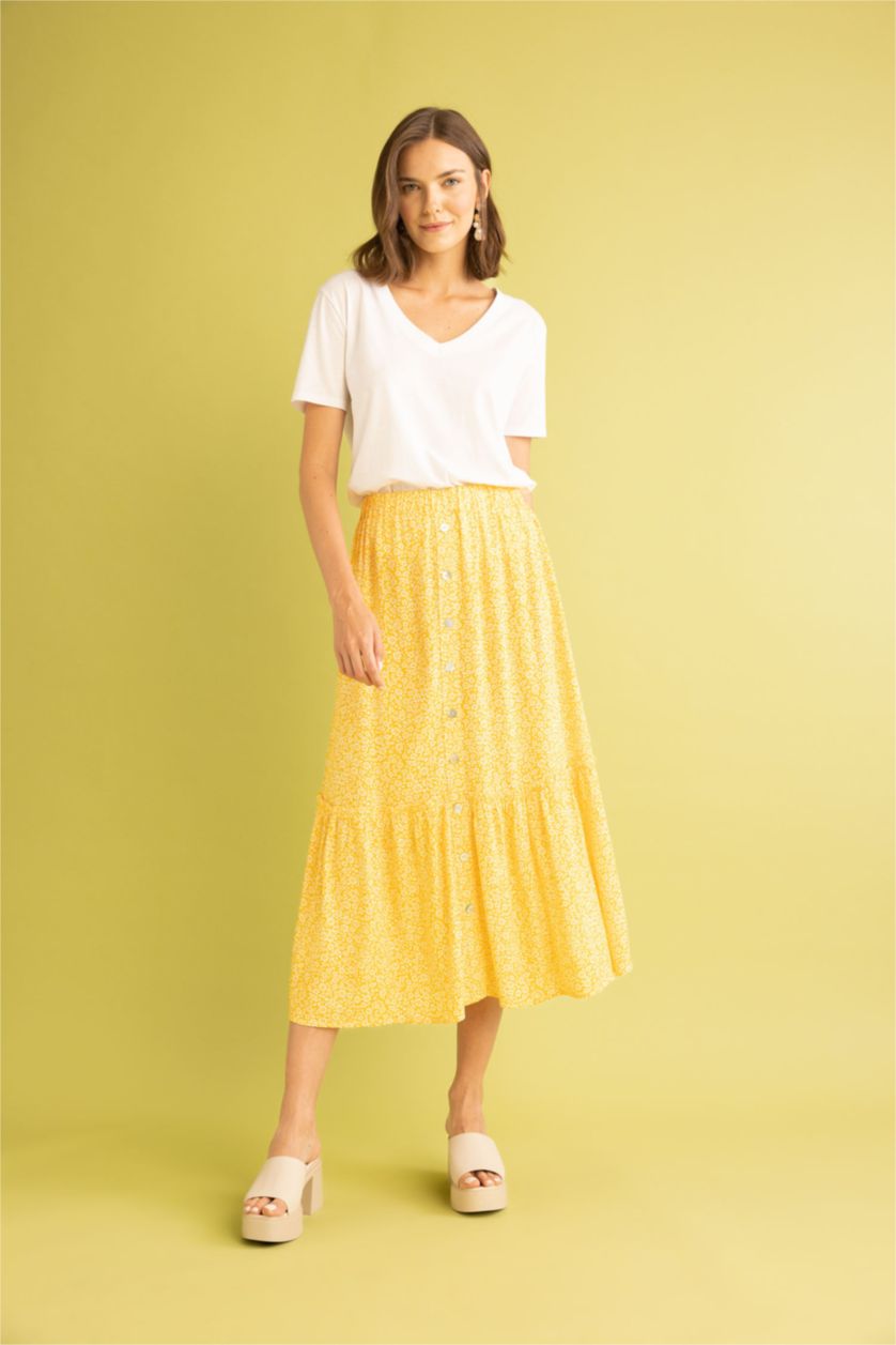 نساء أصفر A Cut Midi