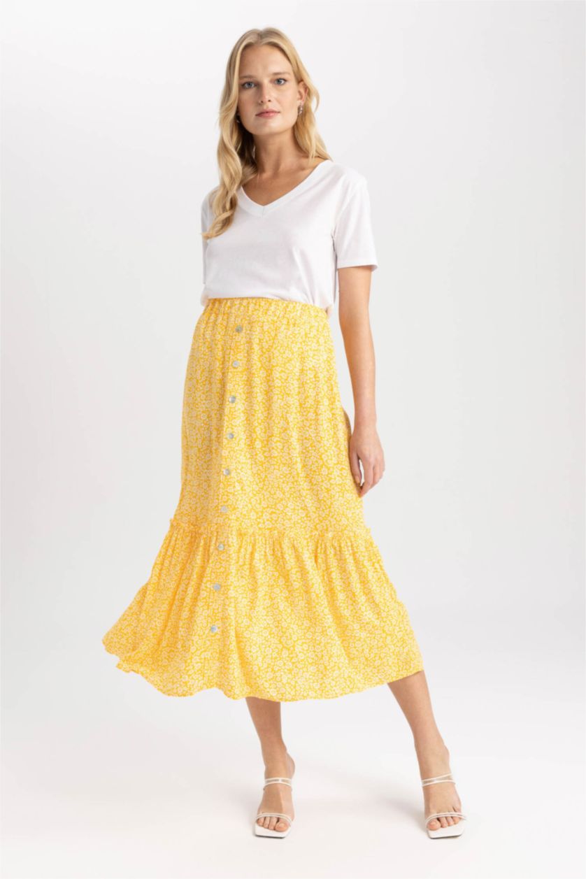 نساء أصفر A Cut Midi