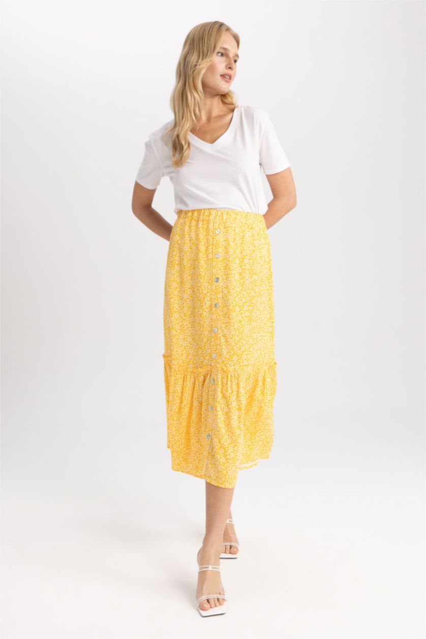 نساء أصفر A Cut Midi