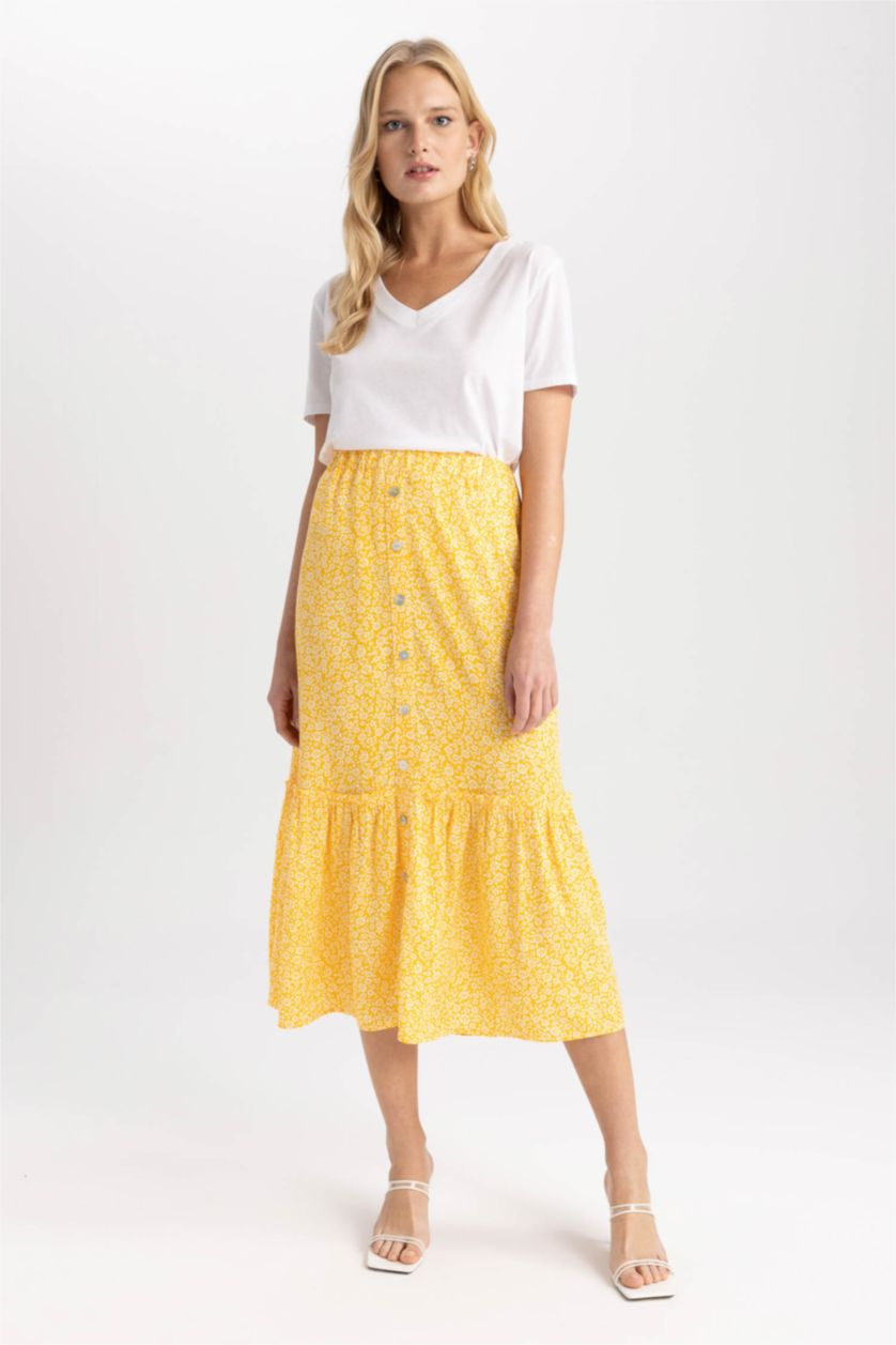 نساء أصفر A Cut Midi