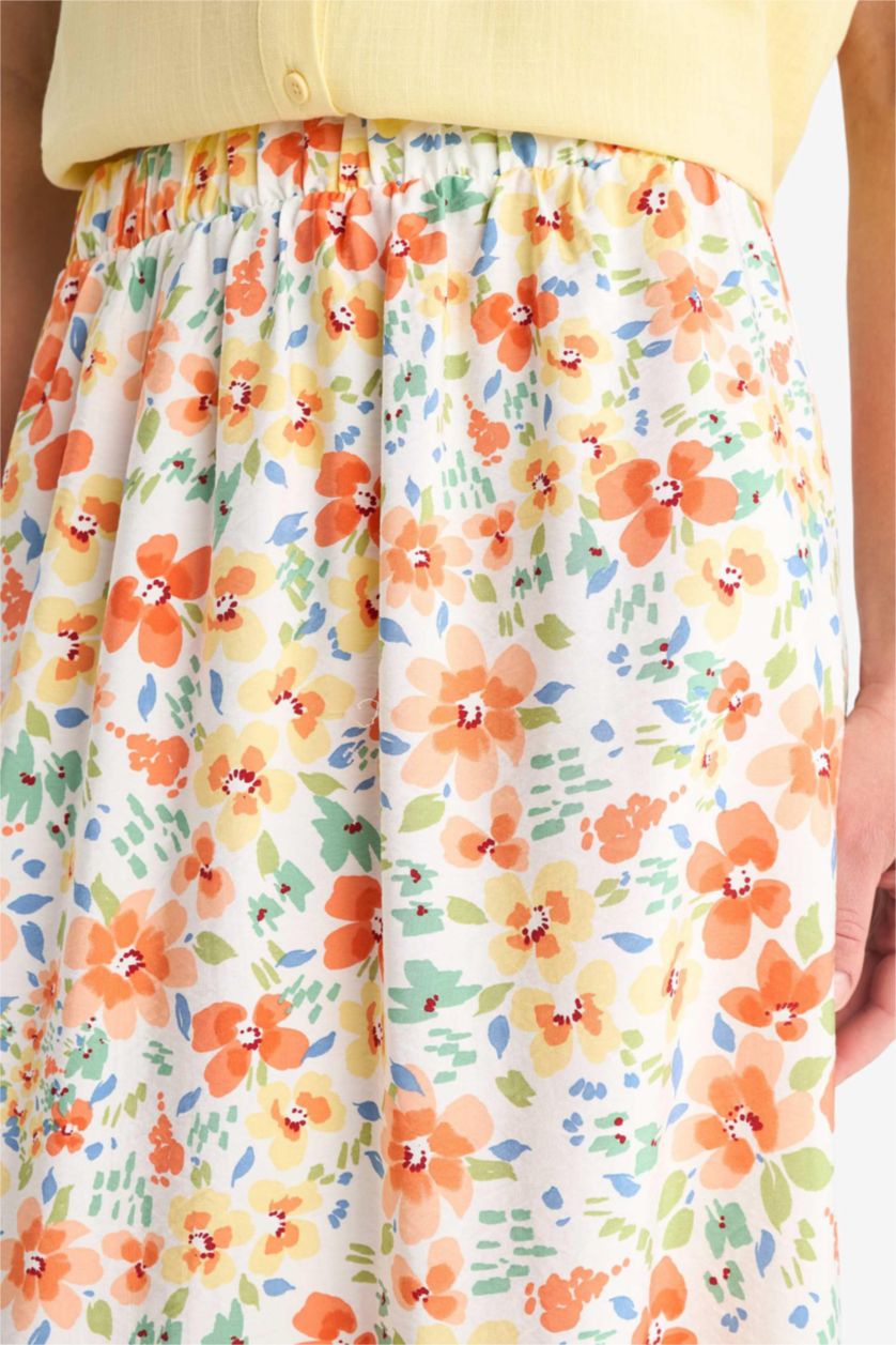 FEMME Écru Jupe Midi avec Motif