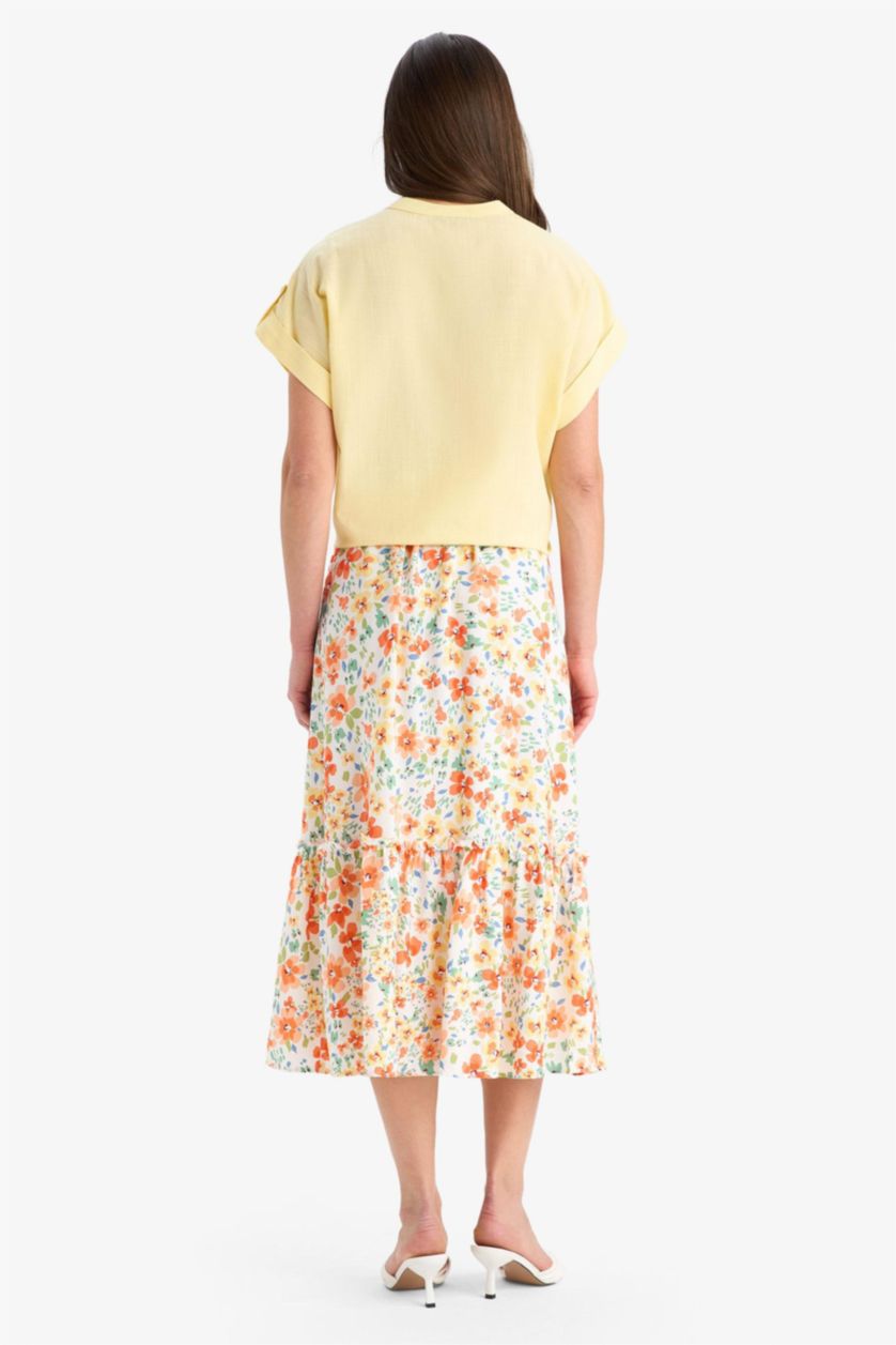 FEMME Écru Jupe Midi avec Motif