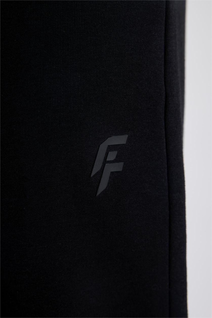 نساء أسود بنطلون بجامة رياضي بقصة عادية بجيب