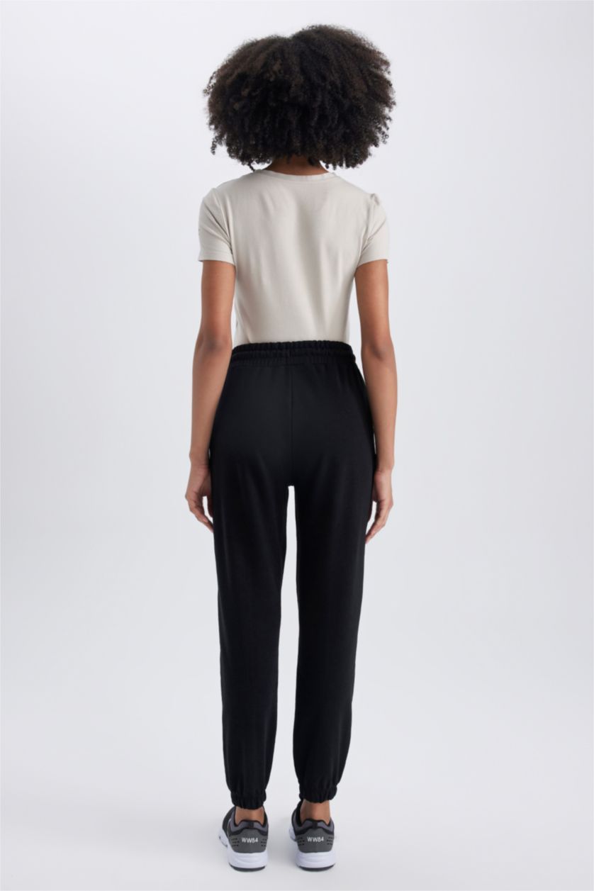 نساء أسود بنطلون بجامة رياضي بقصة عادية بجيب