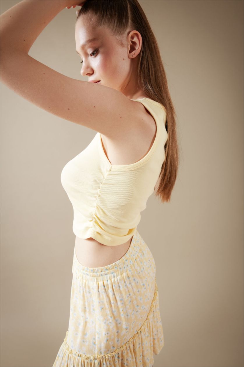 نساء أصفر كيمونه كاجوال مضلع بياخة مستديرة