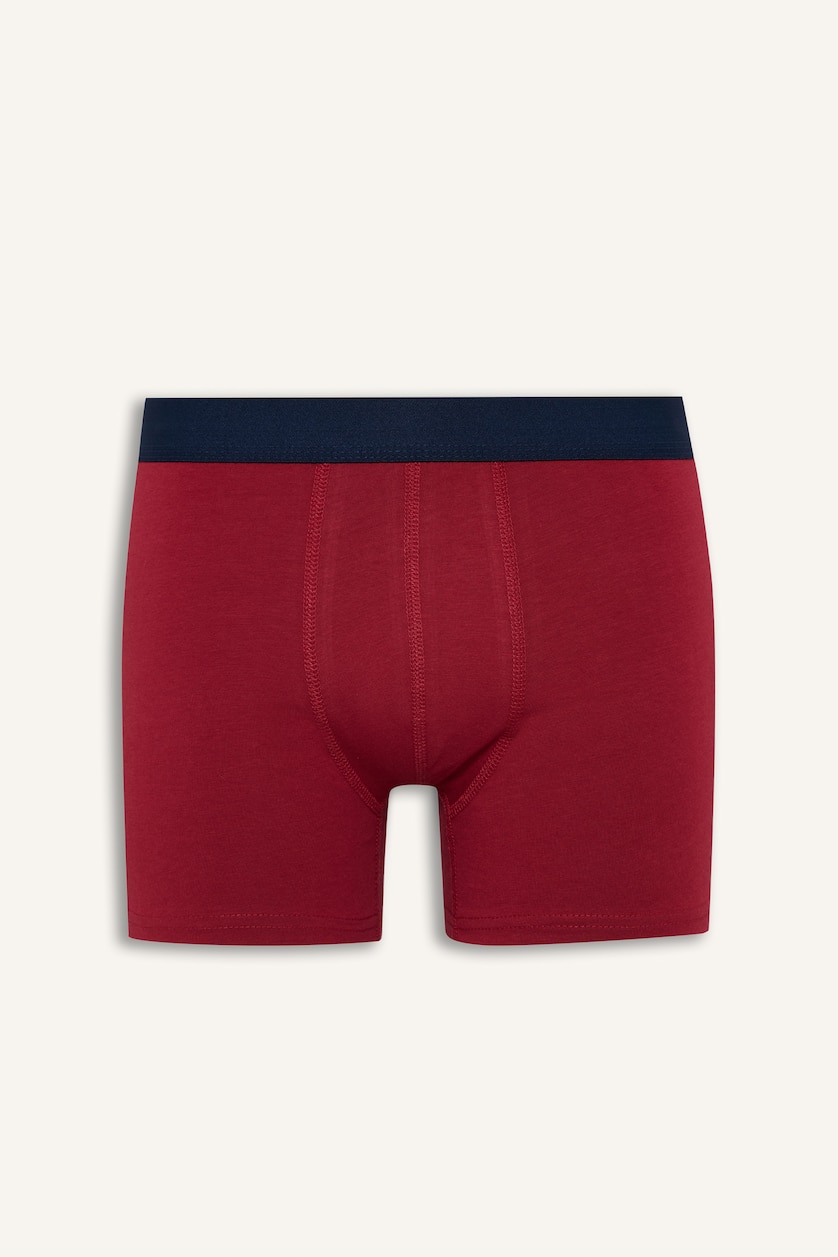 Erkek Bordo Regular Fit Baskılı 3'lü Boxer Seti