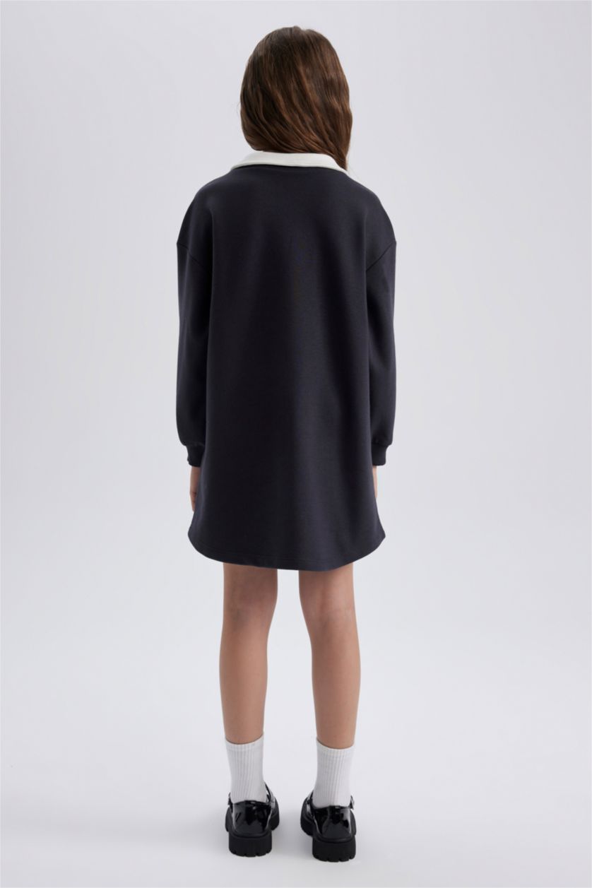 GIRLS & TEENS Dark Anthracite Regular Fit Long Sleeve Knitted Dress