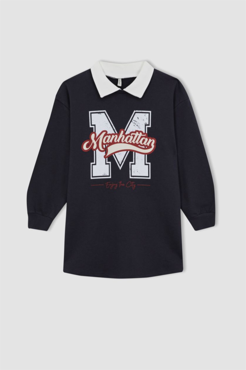 GIRLS & TEENS Dark Anthracite Regular Fit Long Sleeve Knitted Dress