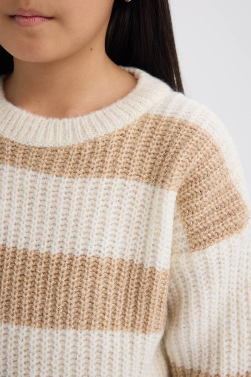 بنات بيج بلوفر قصة عادية برقبة مستديرة