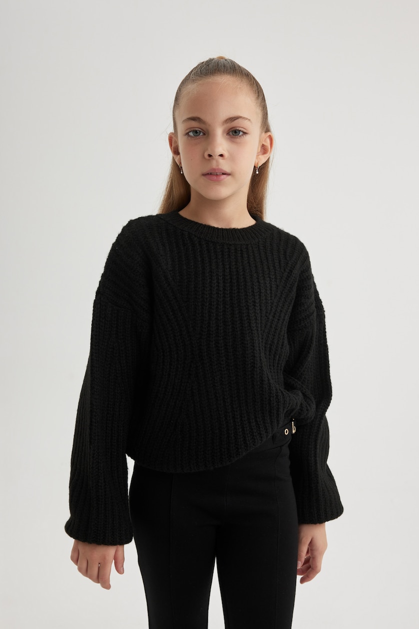 Young Girls - Teen Girls Black Girl Regular Fit Crew Neck Pullover