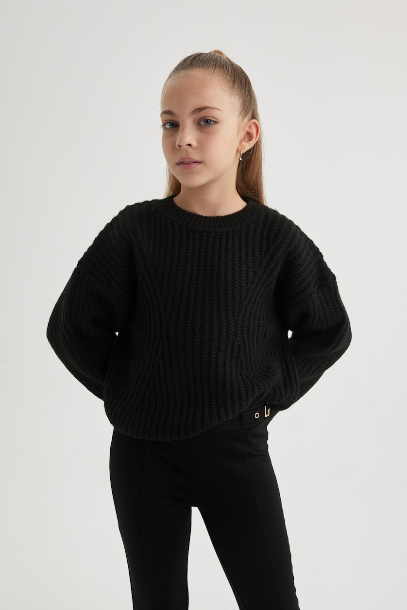 Young Girls - Teen Girls Black Girl Regular Fit Crew Neck Pullover