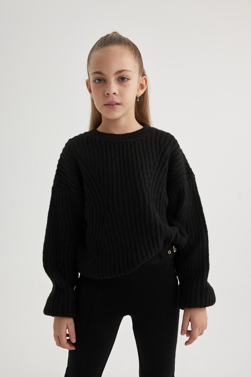 Young Girls - Teen Girls Black Girl Regular Fit Crew Neck Pullover