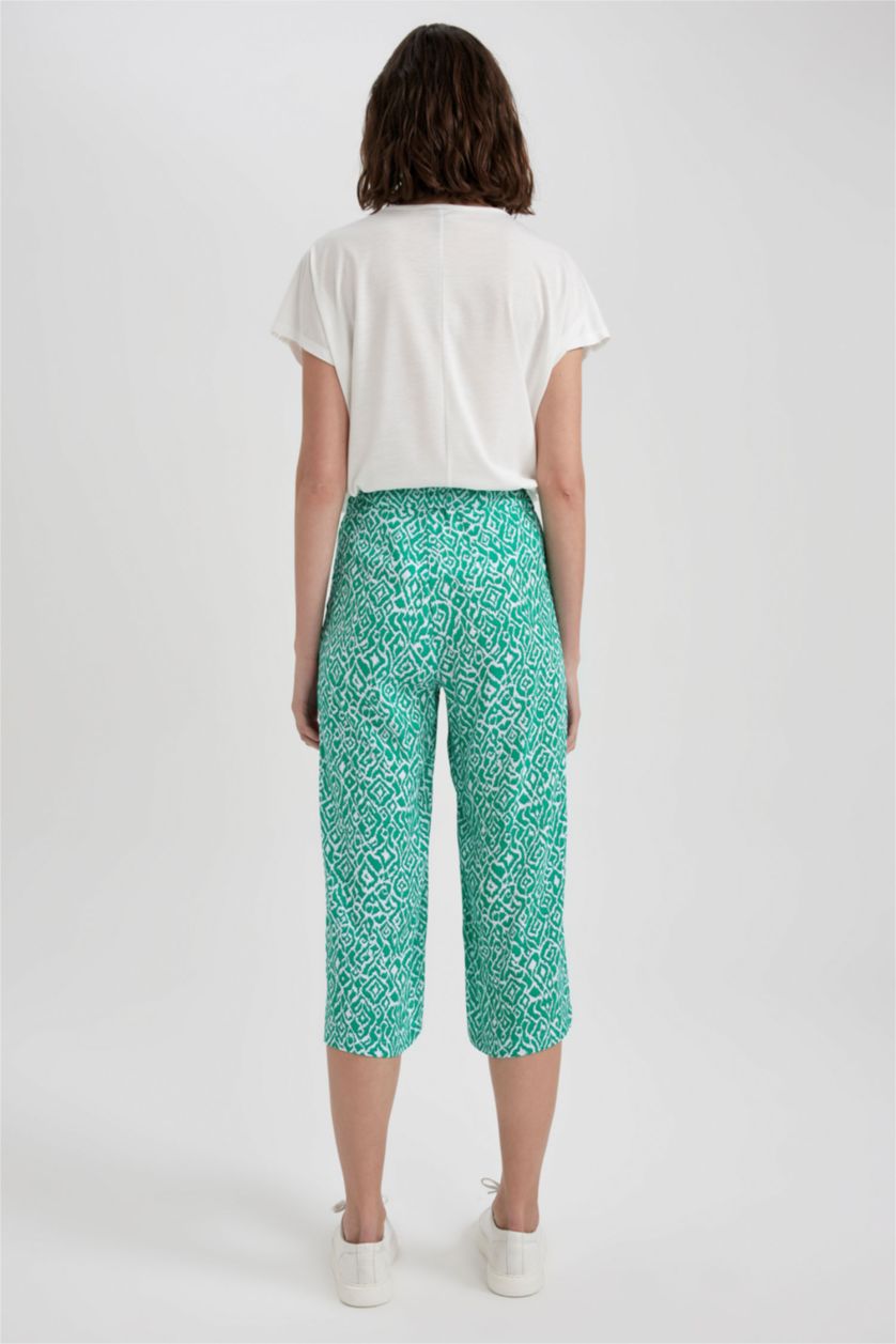 WOMAN Green Capri Wide Leg Viscose Capri