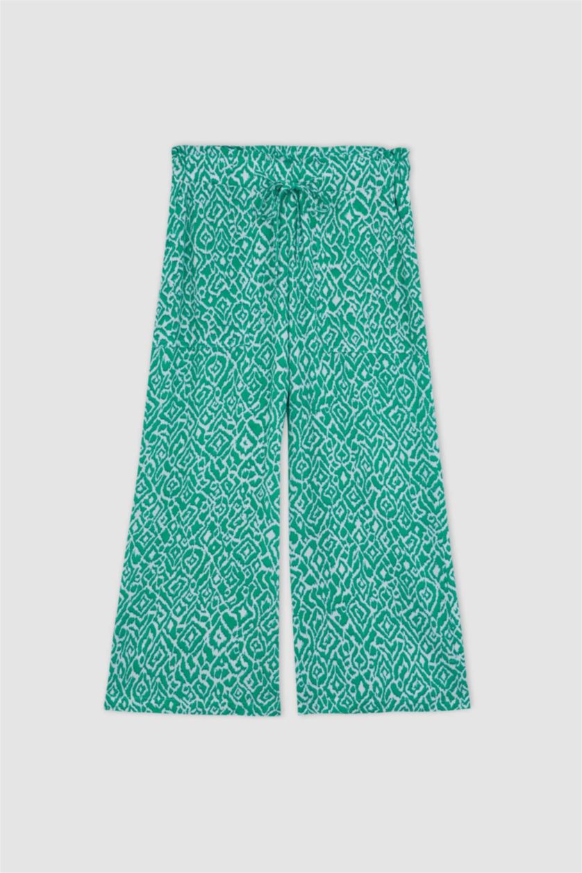 WOMAN Green Capri Wide Leg Viscose Capri