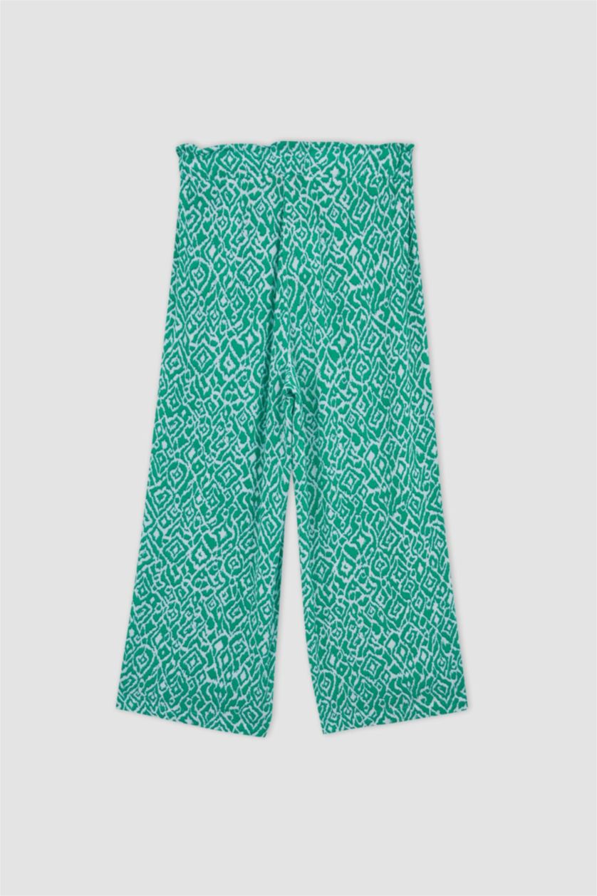 WOMAN Green Capri Wide Leg Viscose Capri