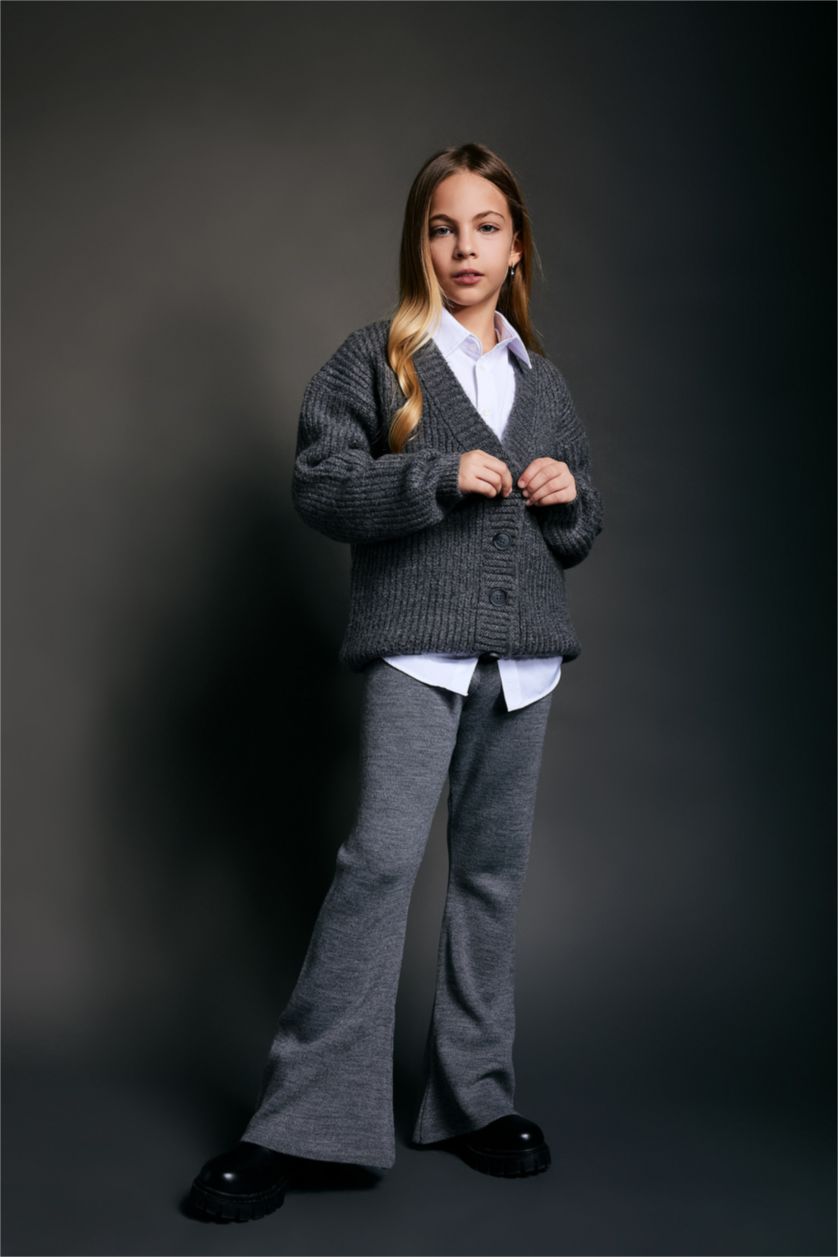 GIRLS & TEENS Anthracite Melange Flare Trousers