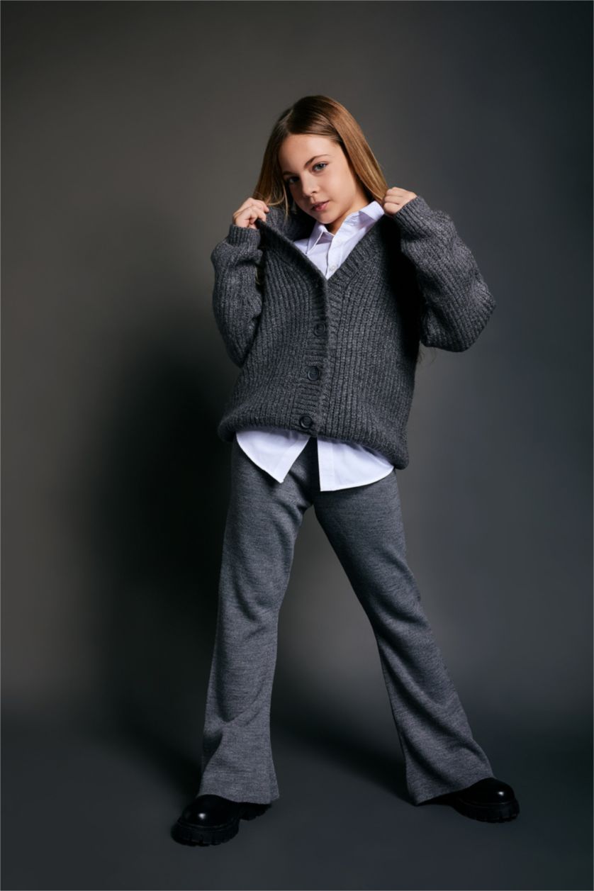 GIRLS & TEENS Anthracite Melange Flare Trousers