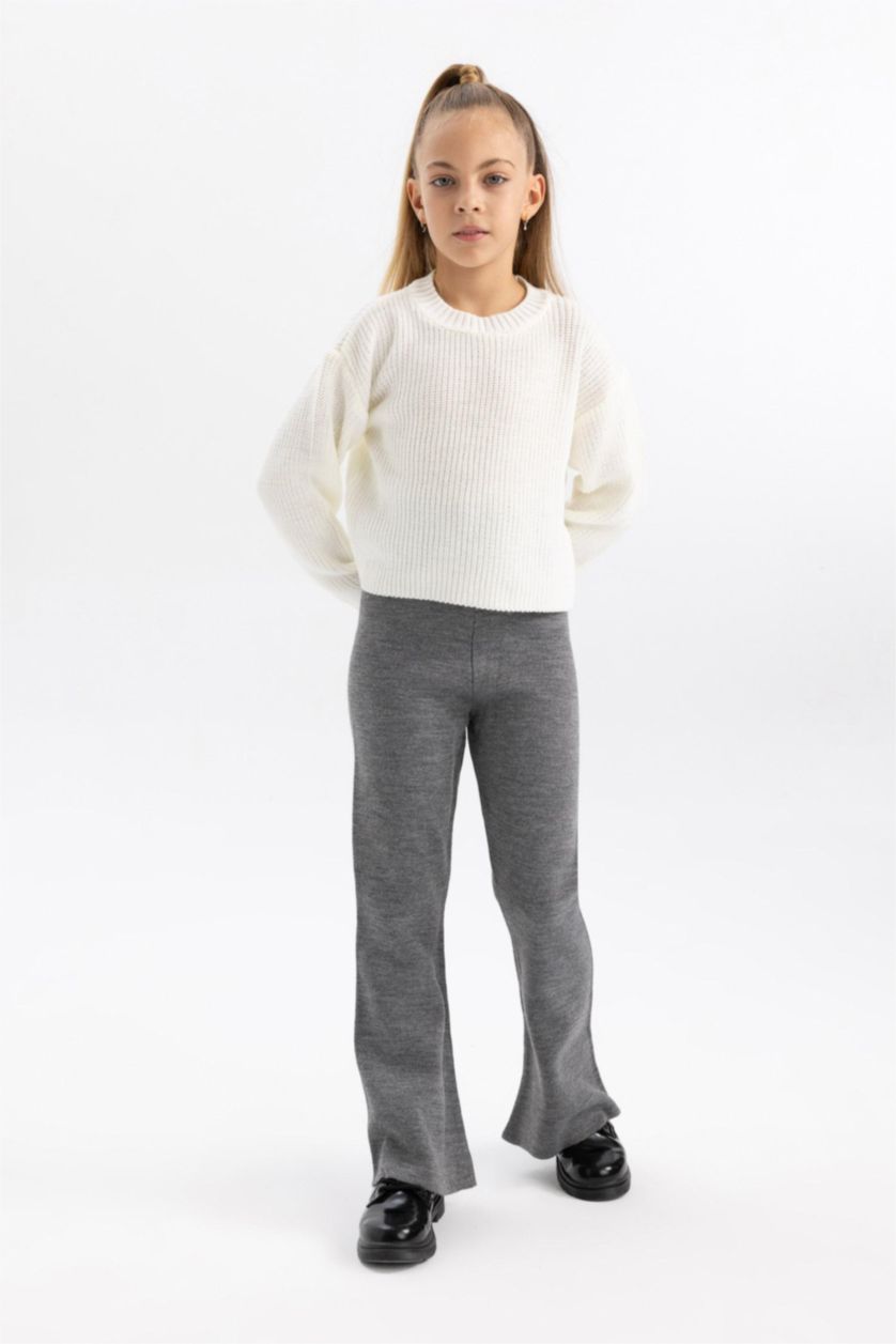 GIRLS & TEENS Anthracite Melange Flare Trousers